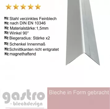 Winkel 2-fach Kantenschutz aus Stahl verzinkt 1,5 mm stark